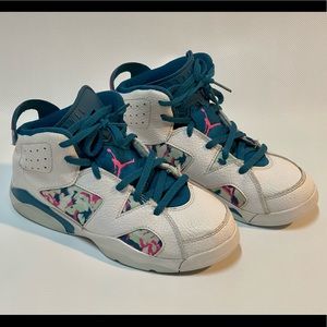 Nike Jordan Retro 6 (PS) 543389-153 Sz3y White Laser Fuchsia Green Abyss